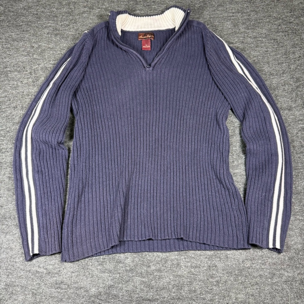 American Rag Women’s Zip Up Sweater in Navy and White - Picture 1 of 5